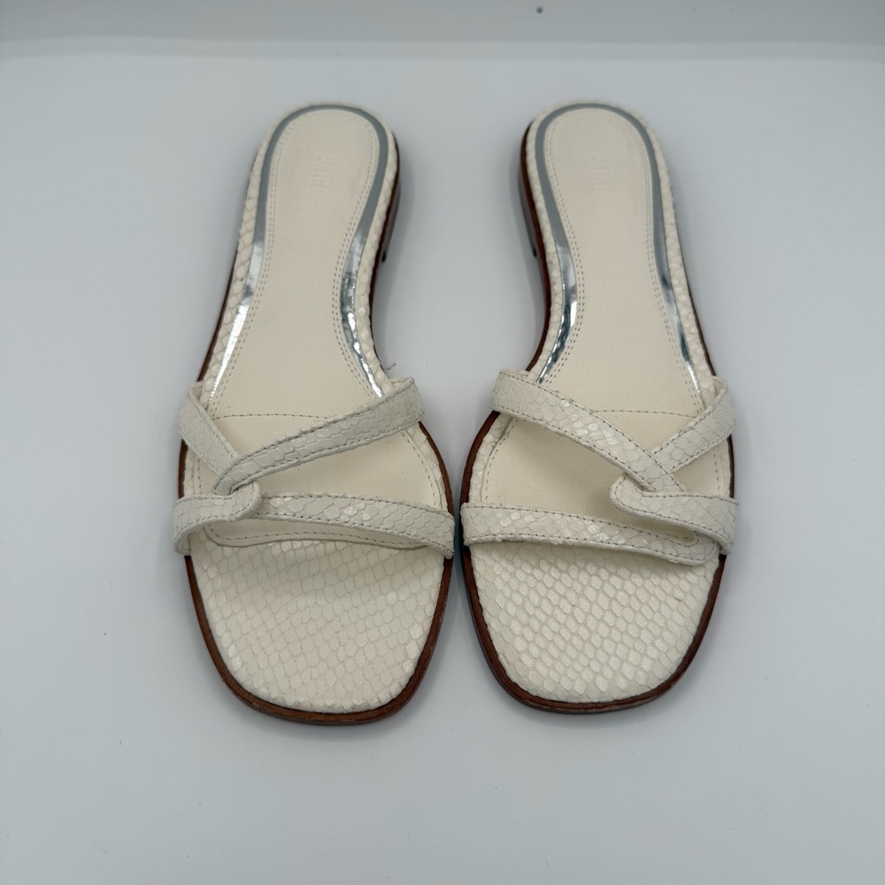 PAIGE Toby Snake‑Embossed Leather Slide Sandals Women’s Size 7 - Picture 6 of 10